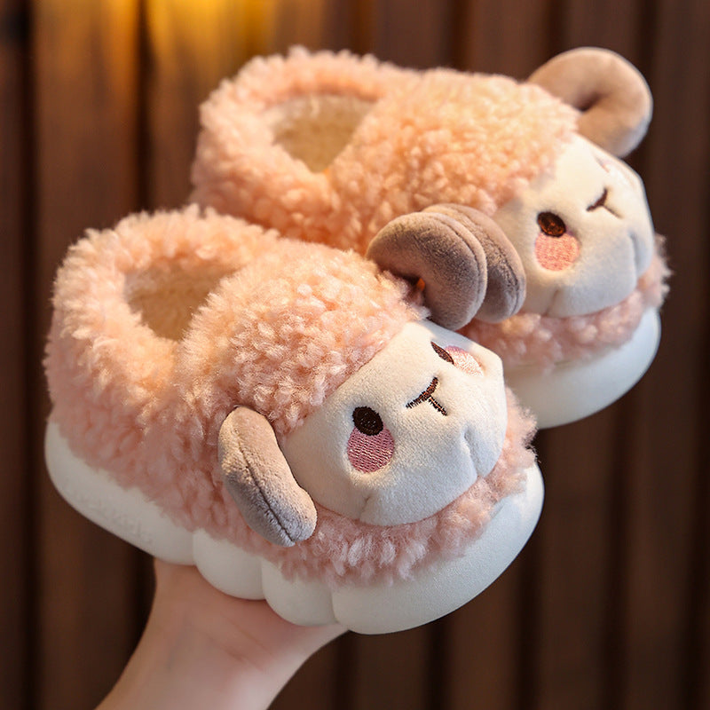 Childrens Indoor Cotton Slippers with Non-Slip Sole