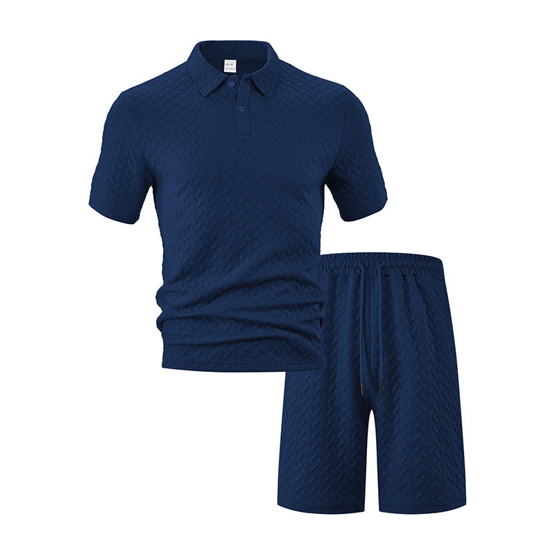 Men's Jacquard Short Sleeve T-Shirt and Shorts Sportswear Set