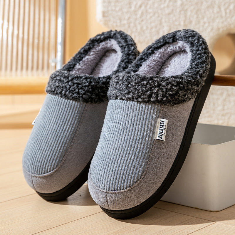 winter warm fleece anti-slip soft-soled cotton slippers