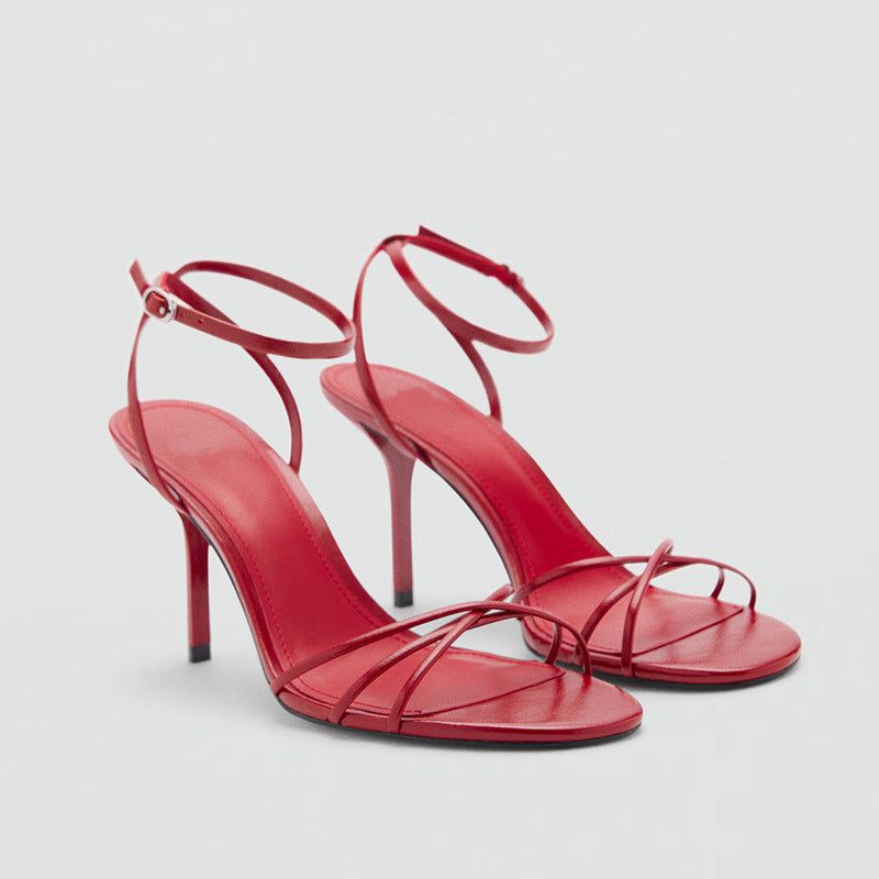 Thin Strap Buckle Sandals High Heels