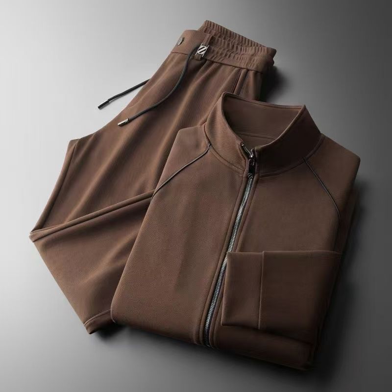 Men's Velvet Stand-Up Collar Tracksuit
