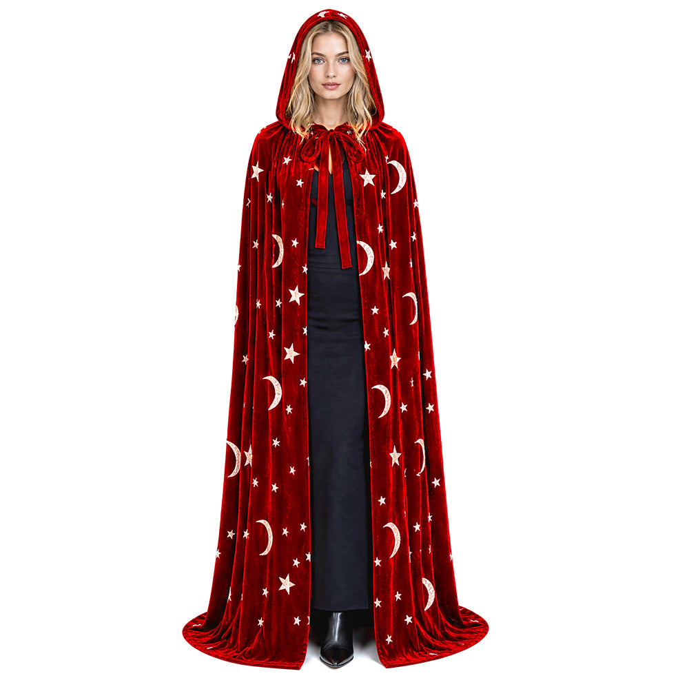 Costume for playing the role of a character in a velvet cloak for Halloween