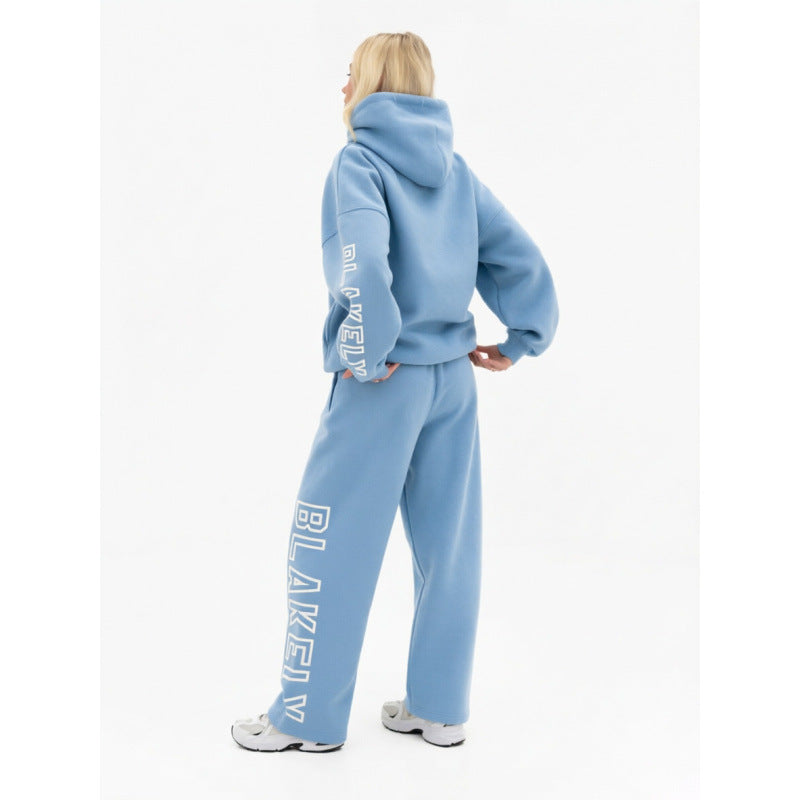 Casual pants with hooded hoodie set