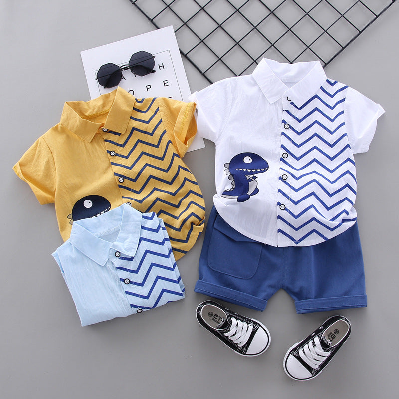 Boys Cartoon Dinosaur Short Sleeve Set