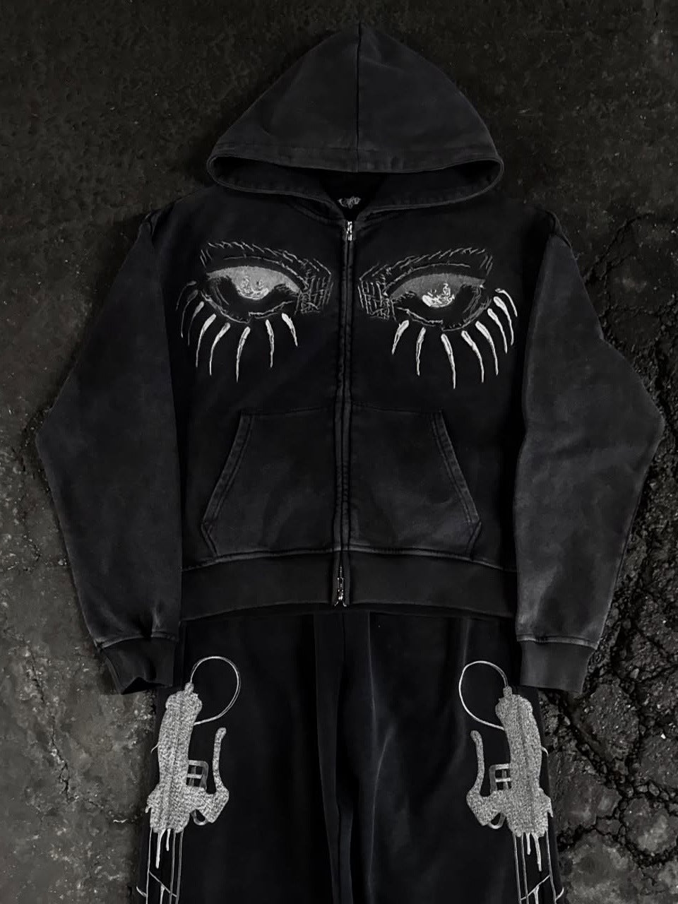 Retro 3D Print Hoodie and Pants Set
