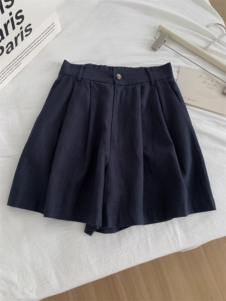 Women's Washed Vintage Linen Cotton Shorts