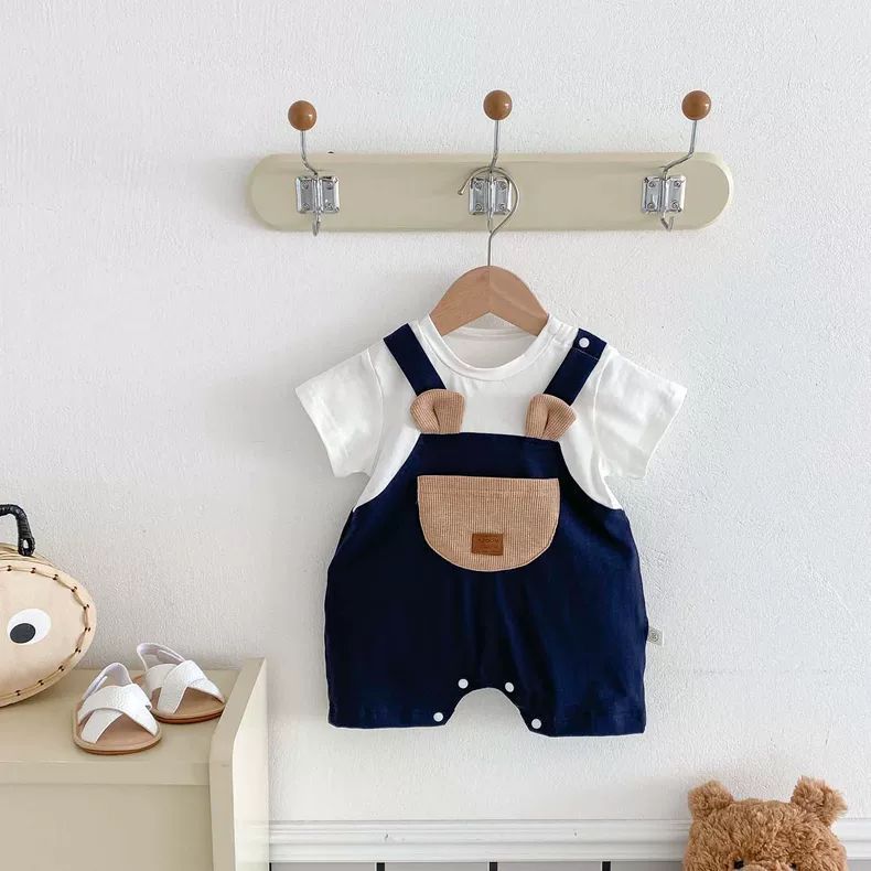 Baby Boy Cotton Bear Romper Short Sleeve Summer Outfit