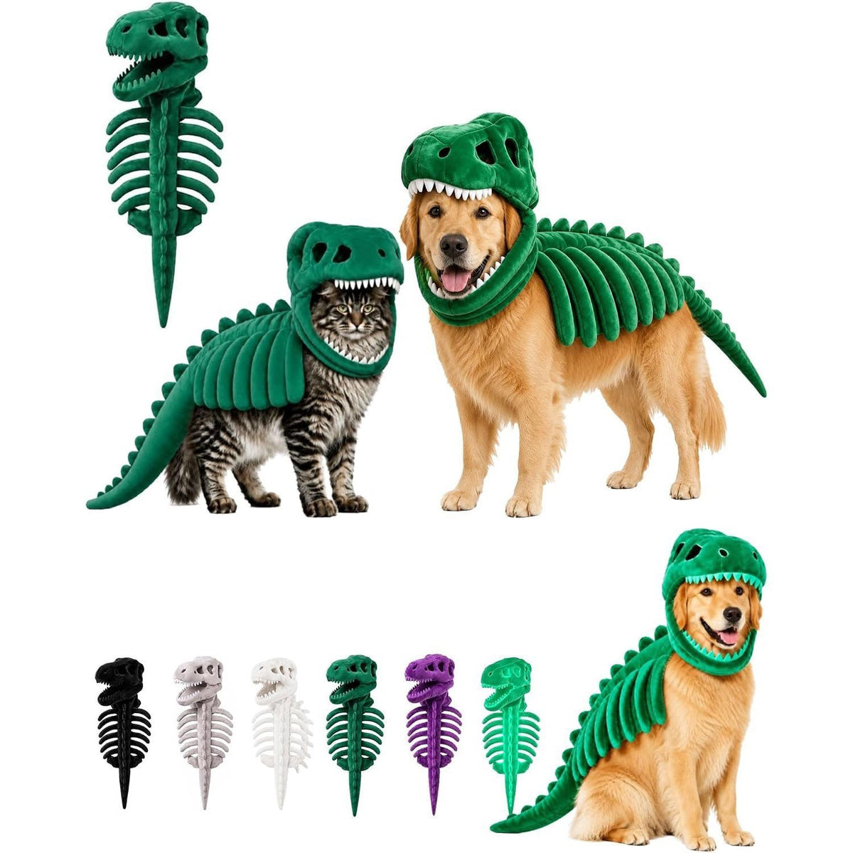 Dinosaur Skeleton Pet Costume Plush Halloween Outfit