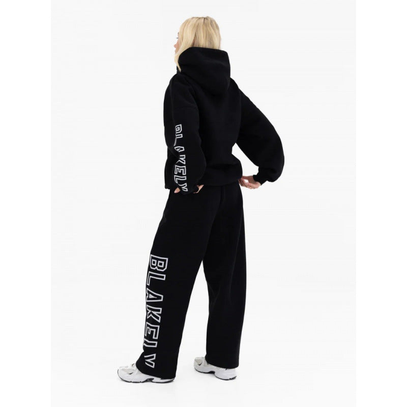 Casual pants with hooded hoodie set