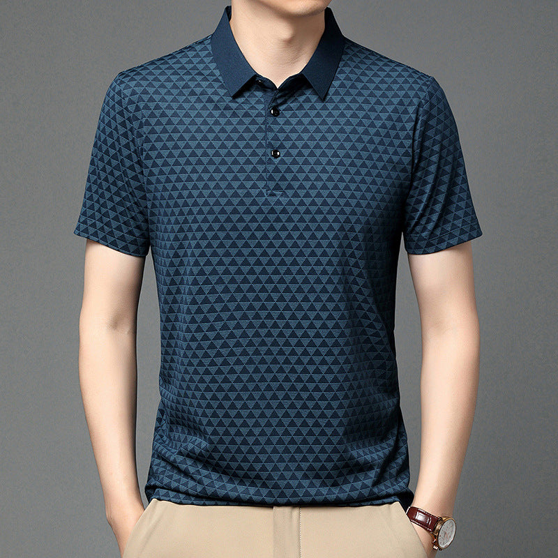 Mens Breathable Lapel Polo Shirt