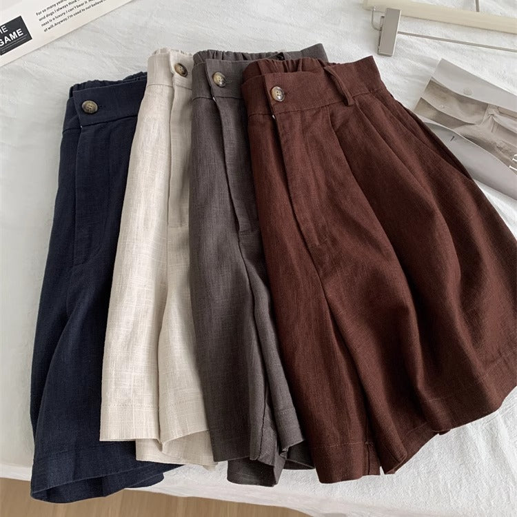 Women's Washed Vintage Linen Cotton Shorts