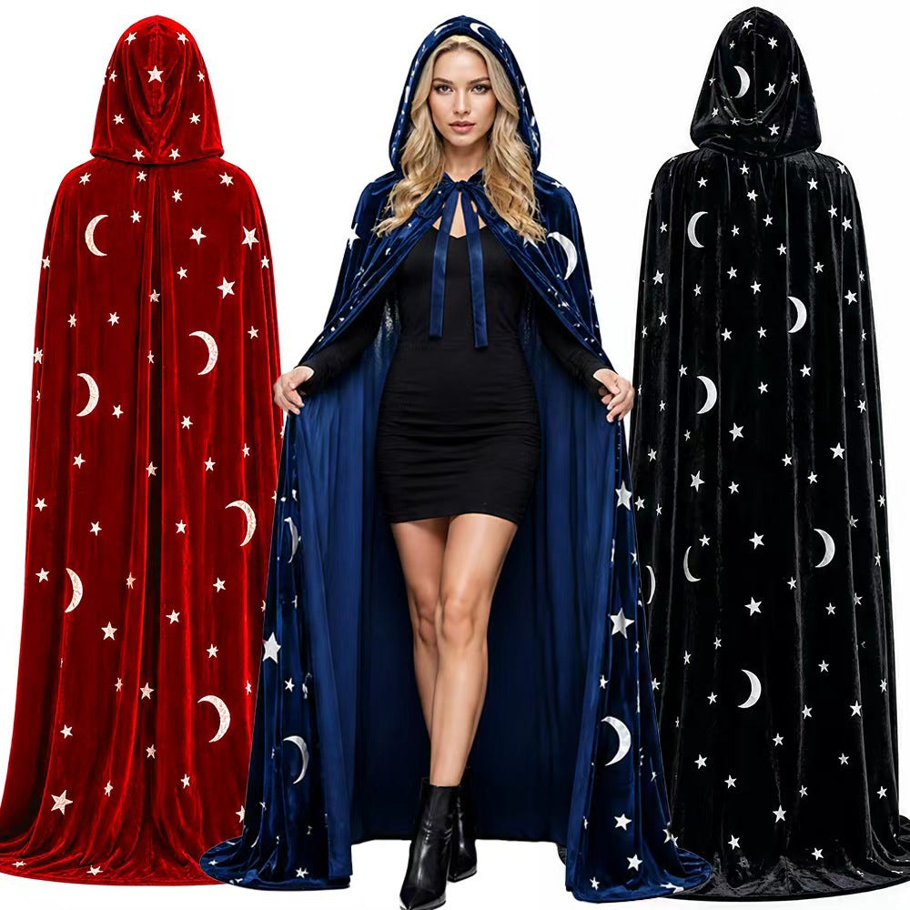 Costume for playing the role of a character in a velvet cloak for Halloween