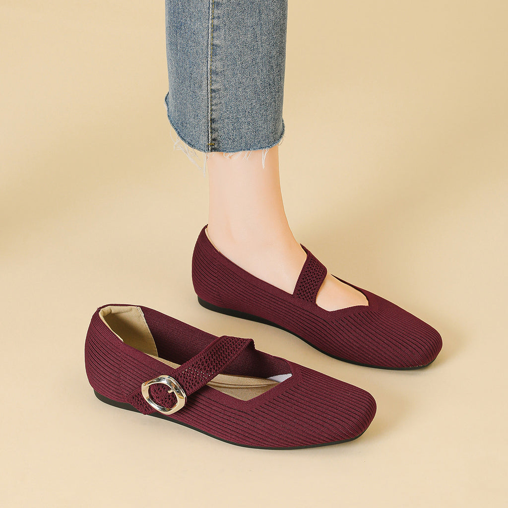 Mary Jane Knitted Flat Casual Shoes