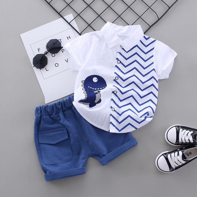 Boys Cartoon Dinosaur Short Sleeve Set