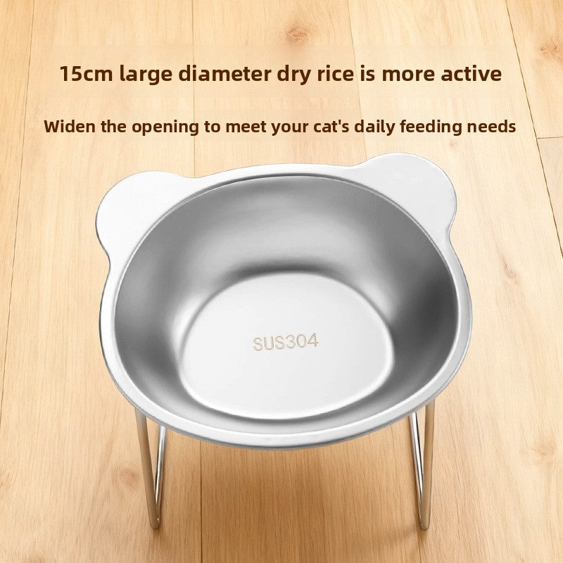 Stainless Steel Elevated Pet Food Bowl with Slanted Rim