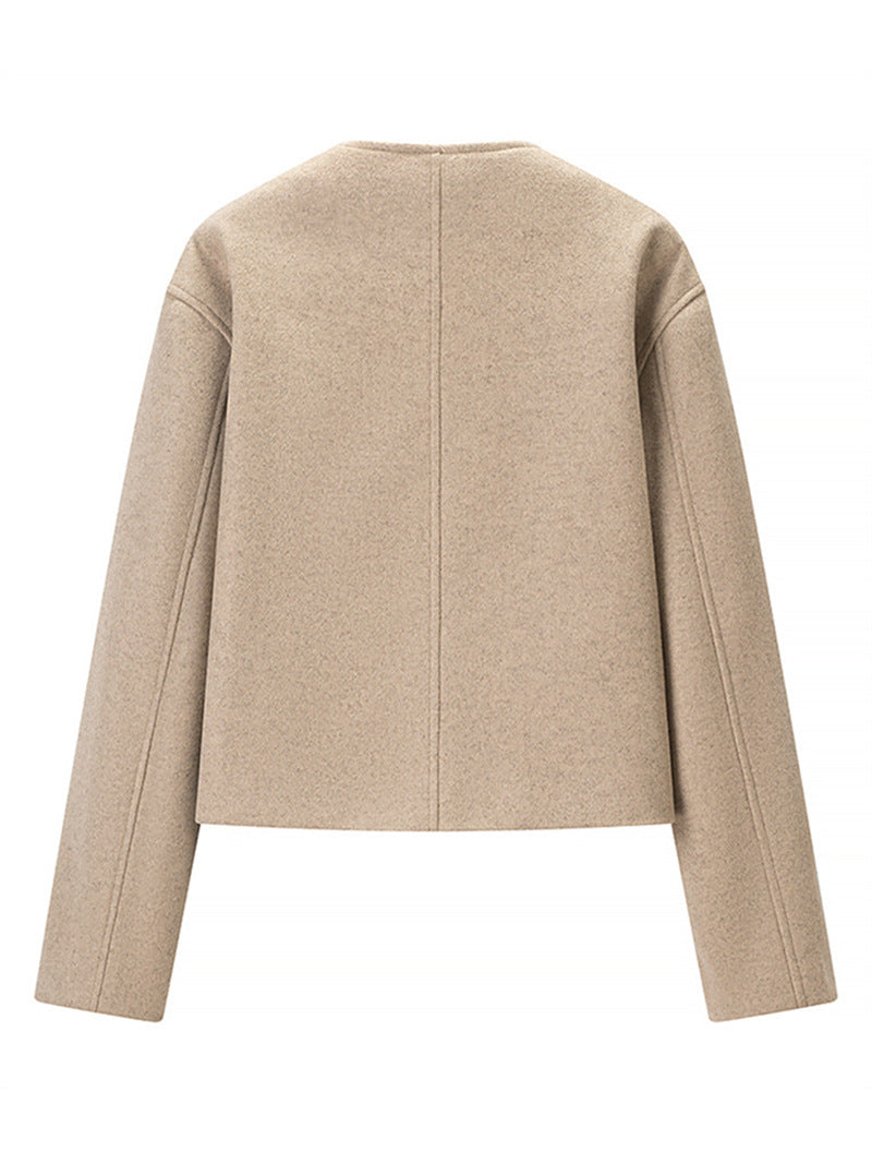 Women's Minimalist Single-Button Wool Coat