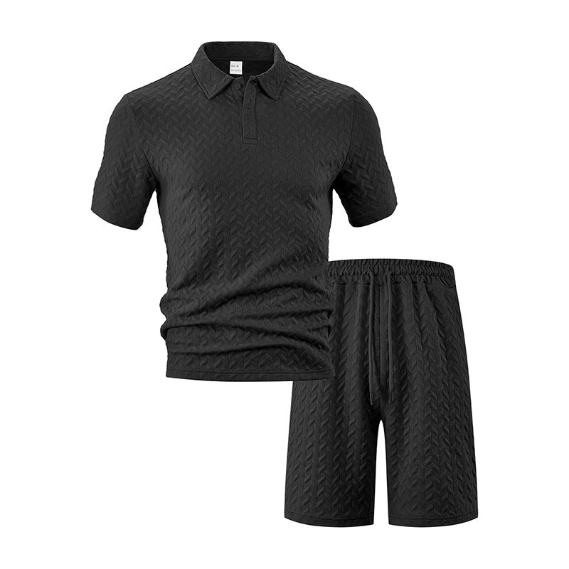 Men's Jacquard Short Sleeve T-Shirt and Shorts Sportswear Set
