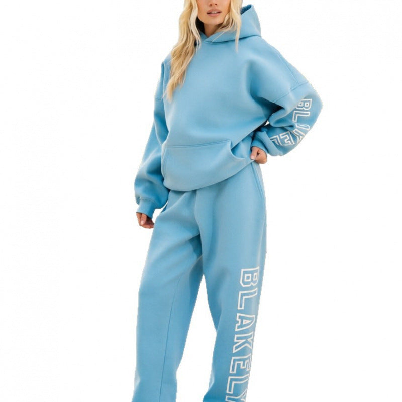 Casual pants with hooded hoodie set