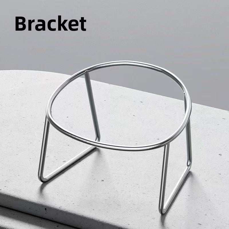 Stainless Steel Elevated Pet Food Bowl with Slanted Rim