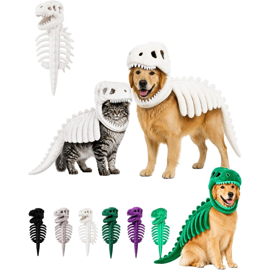 Dinosaur Skeleton Pet Costume Plush Halloween Outfit