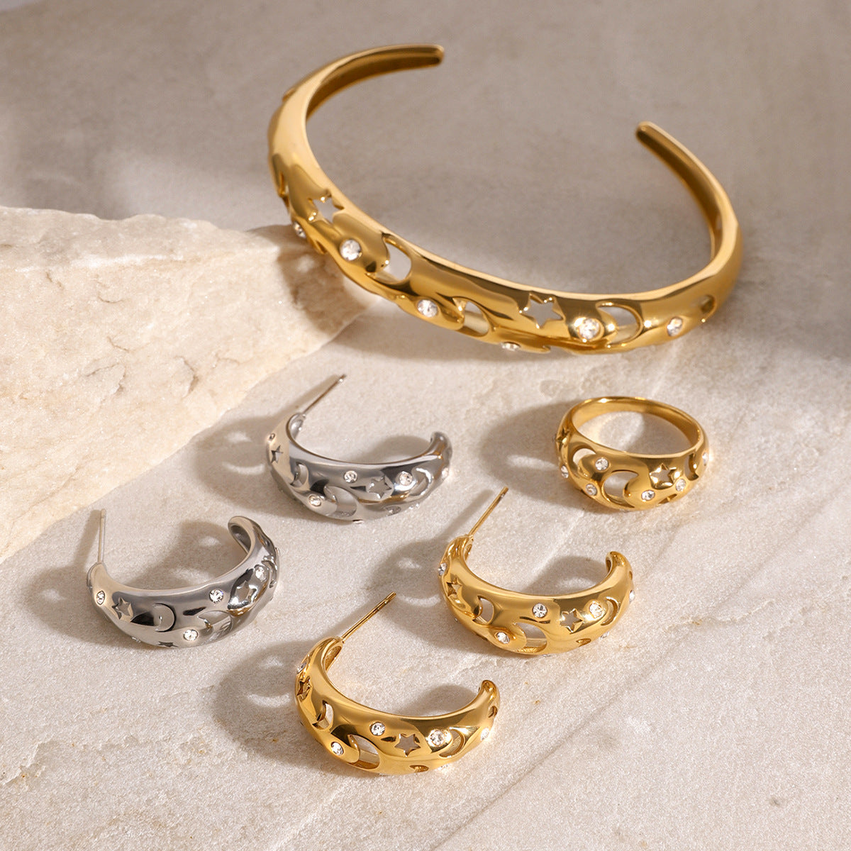 Stainless steel water droplet open bracelet
