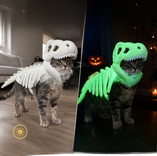 Dinosaur Skeleton Pet Costume with Glow Option