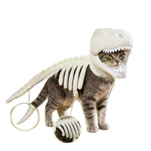 Dinosaur Skeleton Pet Costume with Glow Option