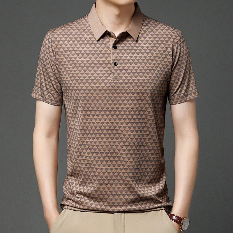 Mens Breathable Lapel Polo Shirt