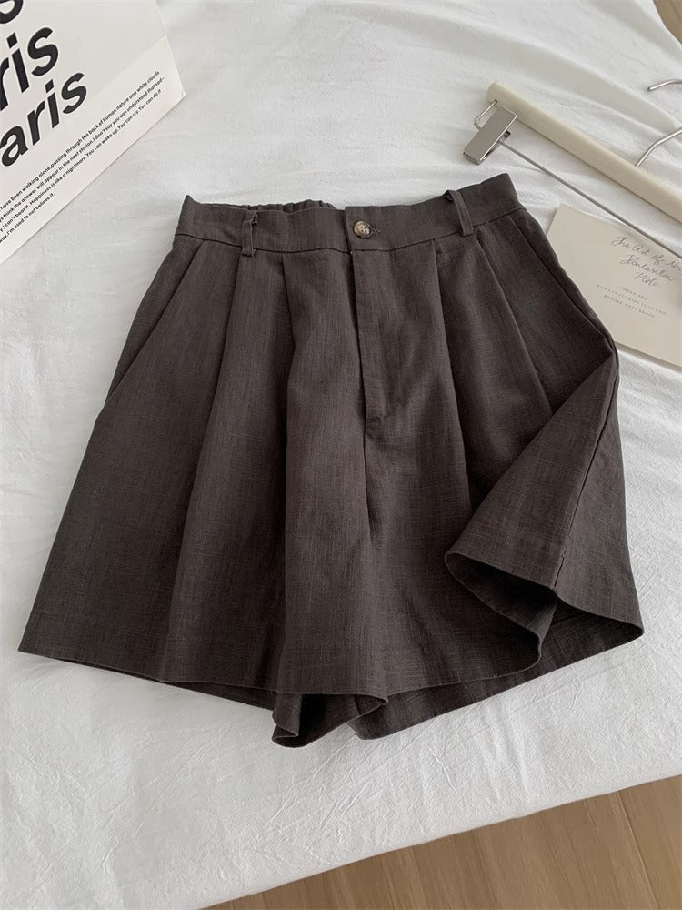 Women's Washed Vintage Linen Cotton Shorts