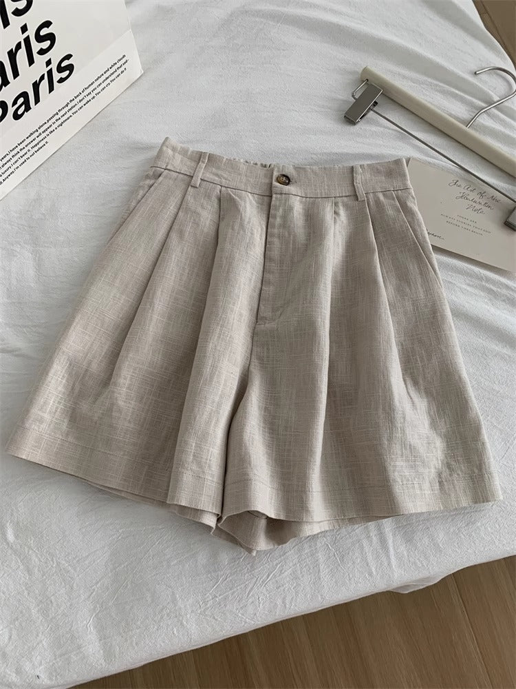 Women's Washed Vintage Linen Cotton Shorts