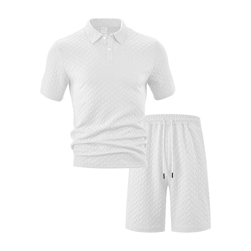 Men's Jacquard Short Sleeve T-Shirt and Shorts Sportswear Set
