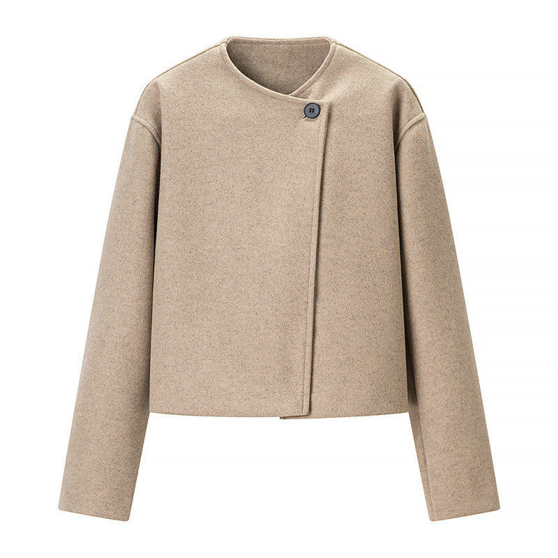 Women's Minimalist Single-Button Wool Coat
