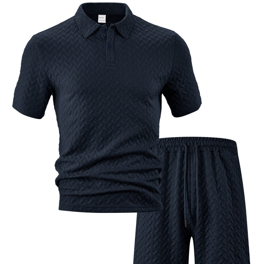 Men's Jacquard Short Sleeve T-Shirt and Shorts Sportswear Set