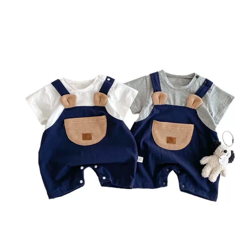 Baby Boy Cotton Bear Romper Short Sleeve Summer Outfit