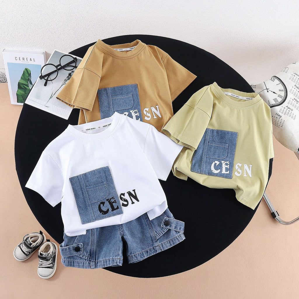 Boys Summer Short Sleeve with Letter Patch
