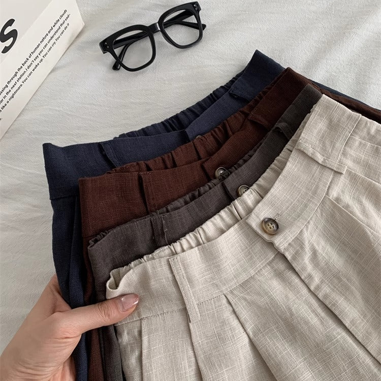 Women's Washed Vintage Linen Cotton Shorts