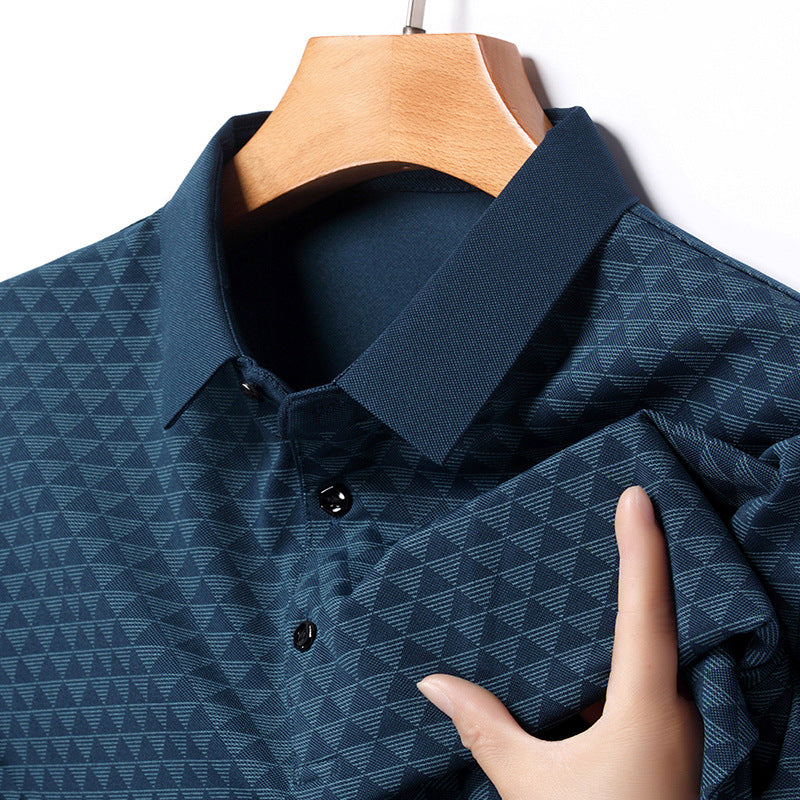 Mens Breathable Lapel Polo Shirt