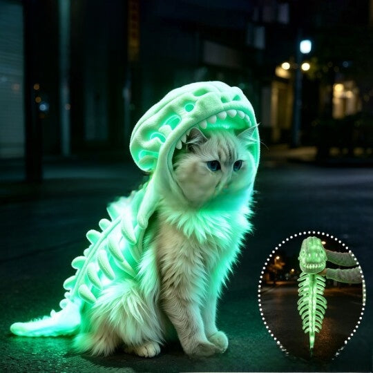 Dinosaur Skeleton Pet Costume with Glow Option