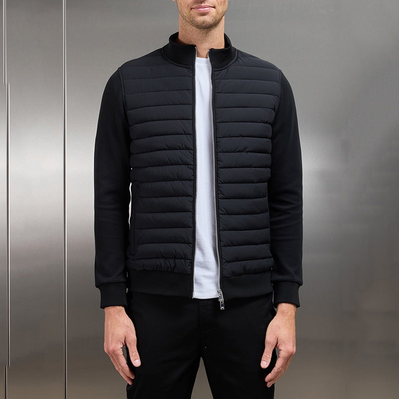 Lightweight Stand Collar Knitted Panel Down Jacket