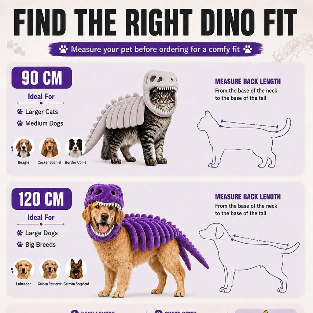Dinosaur Skeleton Pet Costume Plush Halloween Outfit