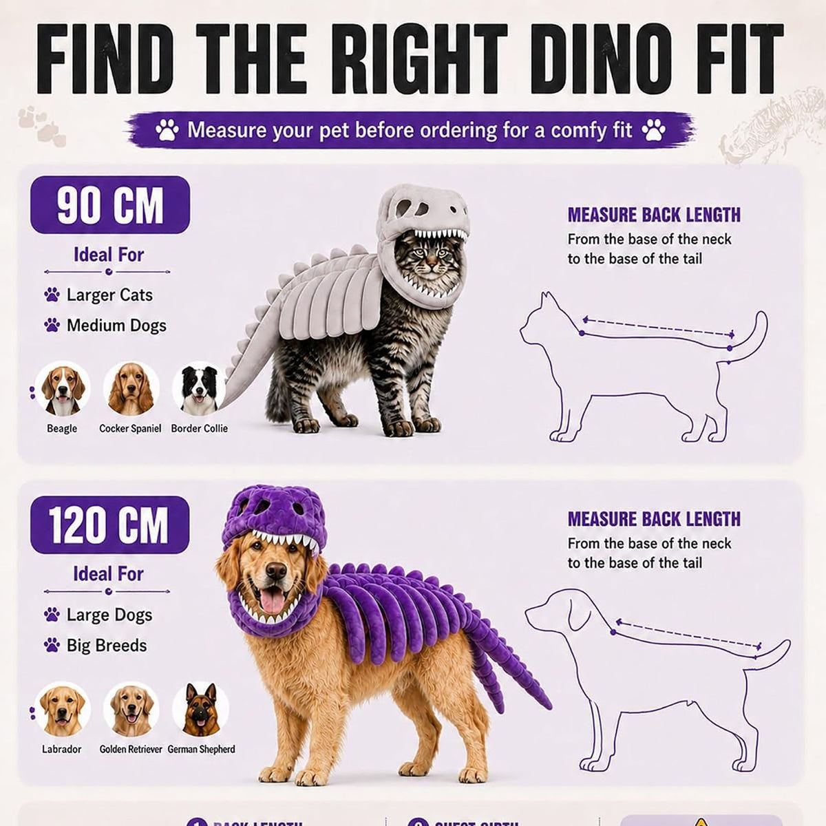 Dinosaur Skeleton Pet Costume Plush Halloween Outfit