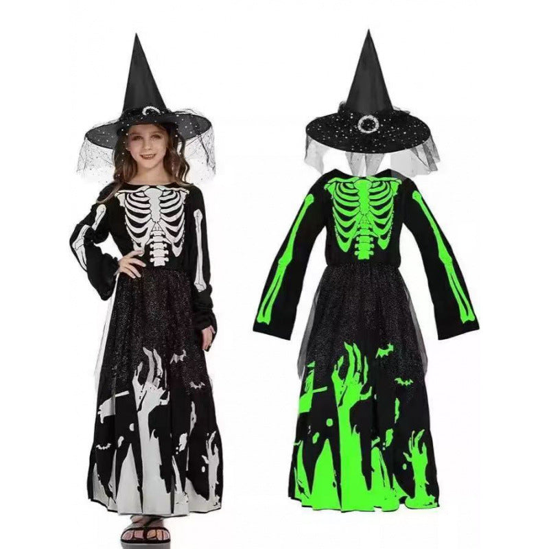 Glow-in-the-Dark Halloween Skeleton Costume for Kids