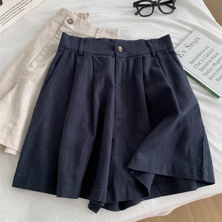 Women's Washed Vintage Linen Cotton Shorts