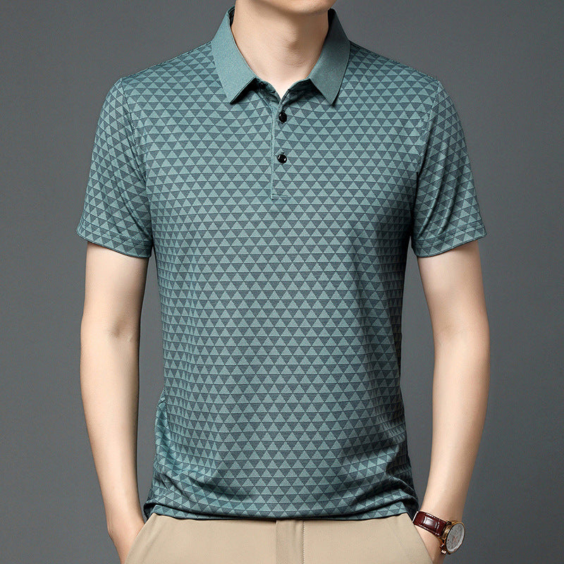 Mens Breathable Lapel Polo Shirt