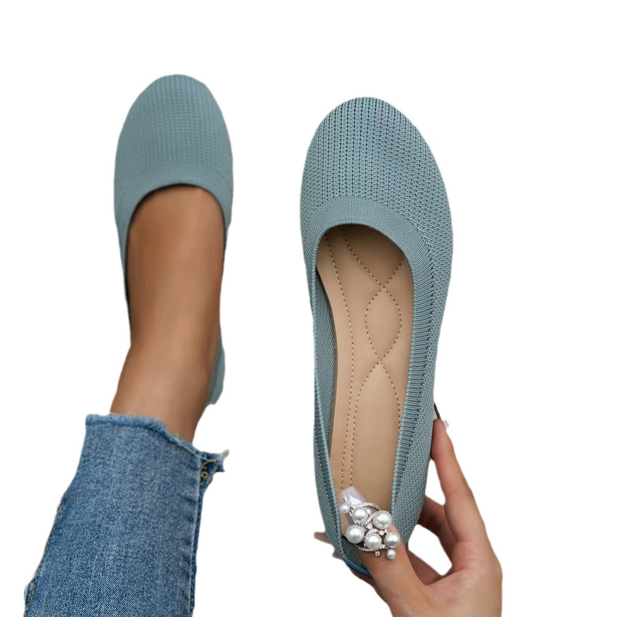 Knitted Flat Bottom Casual Shoes