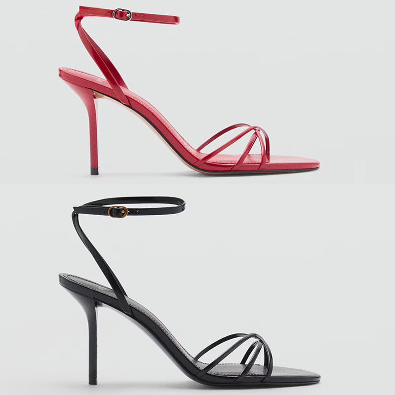 Thin Strap Buckle Sandals High Heels