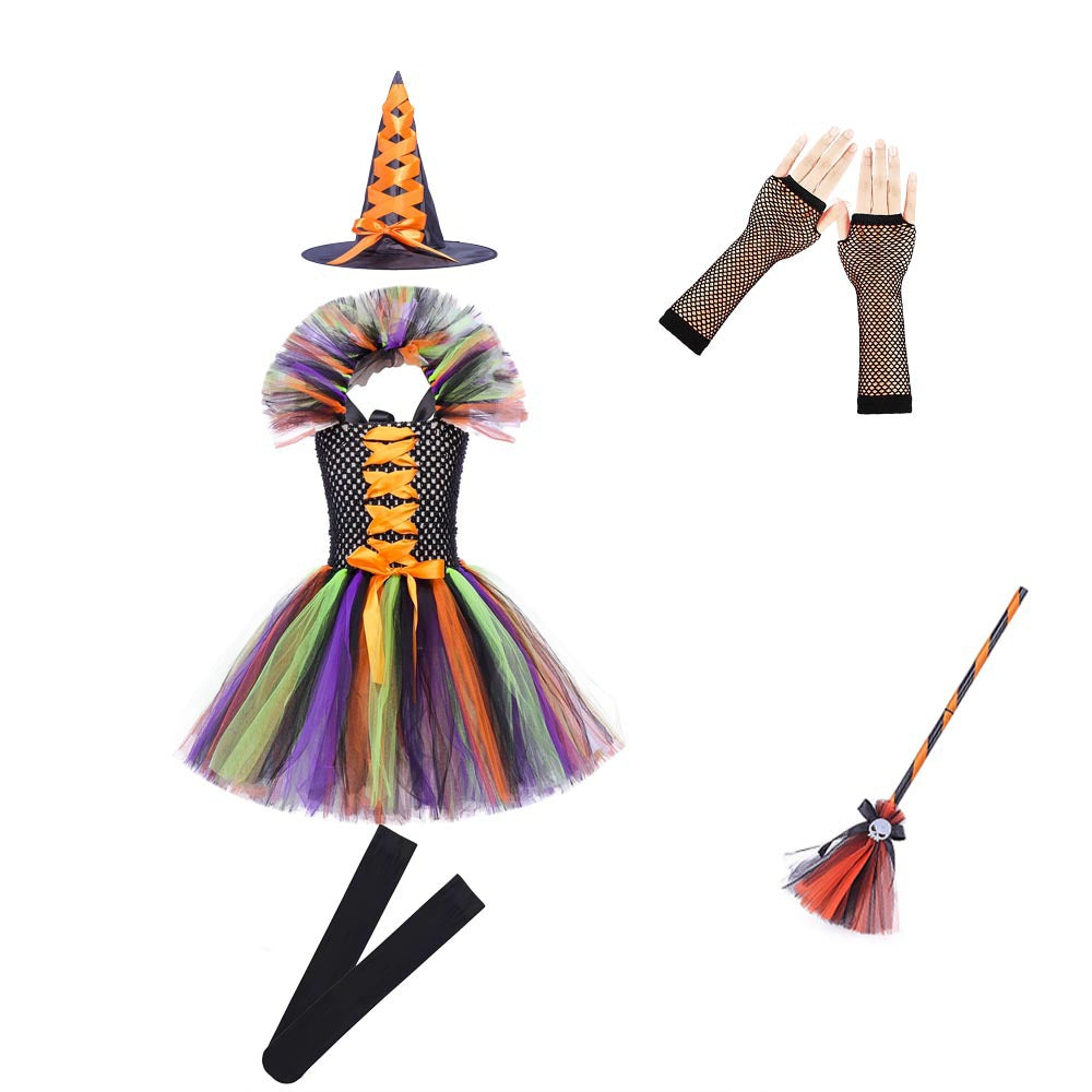 Children Witch Costume Set Halloween Dress