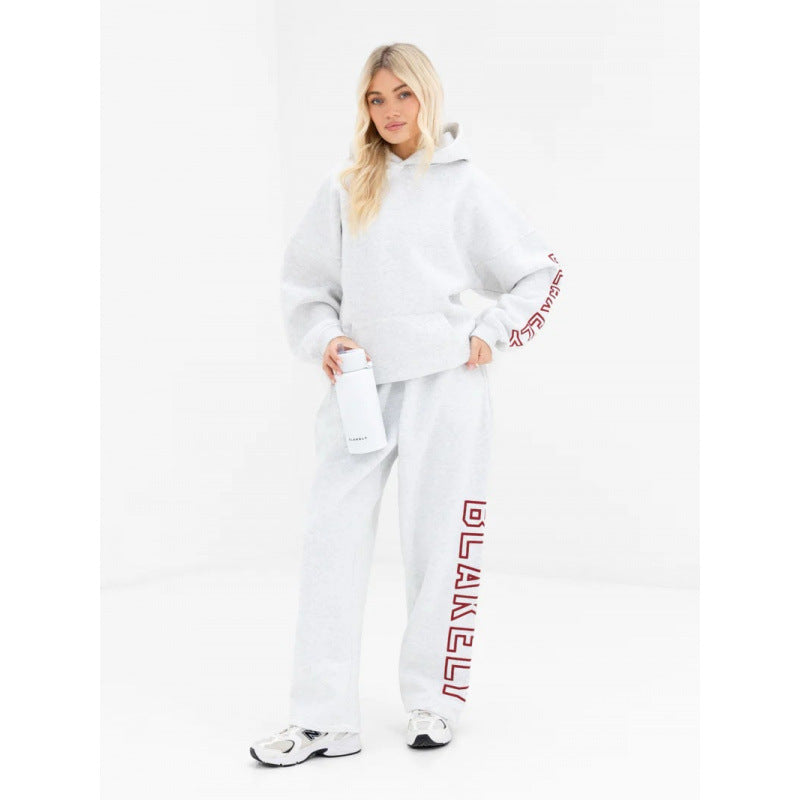 Casual pants with hooded hoodie set