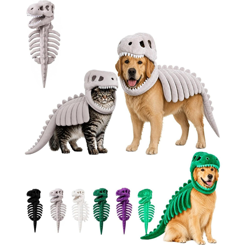 Dinosaur Skeleton Pet Costume Plush Halloween Outfit