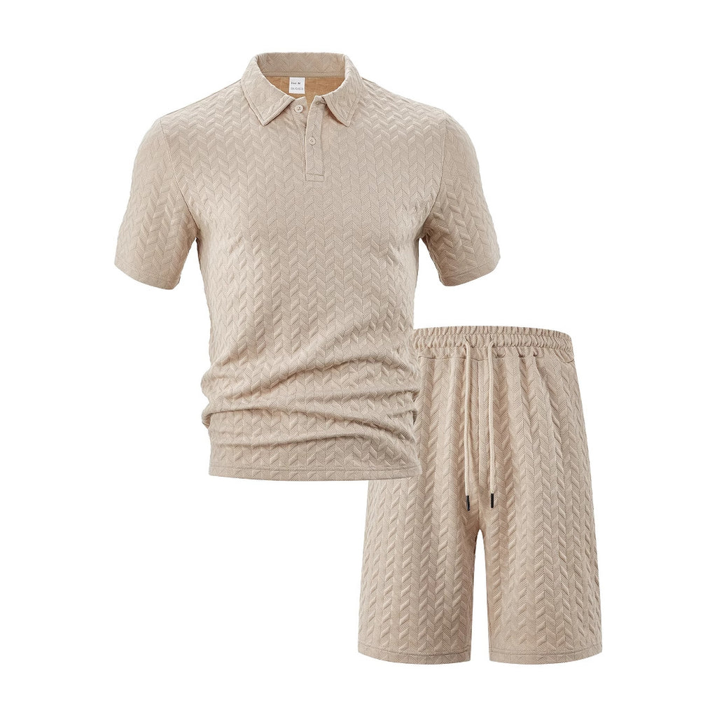 Men's Jacquard Short Sleeve T-Shirt and Shorts Sportswear Set